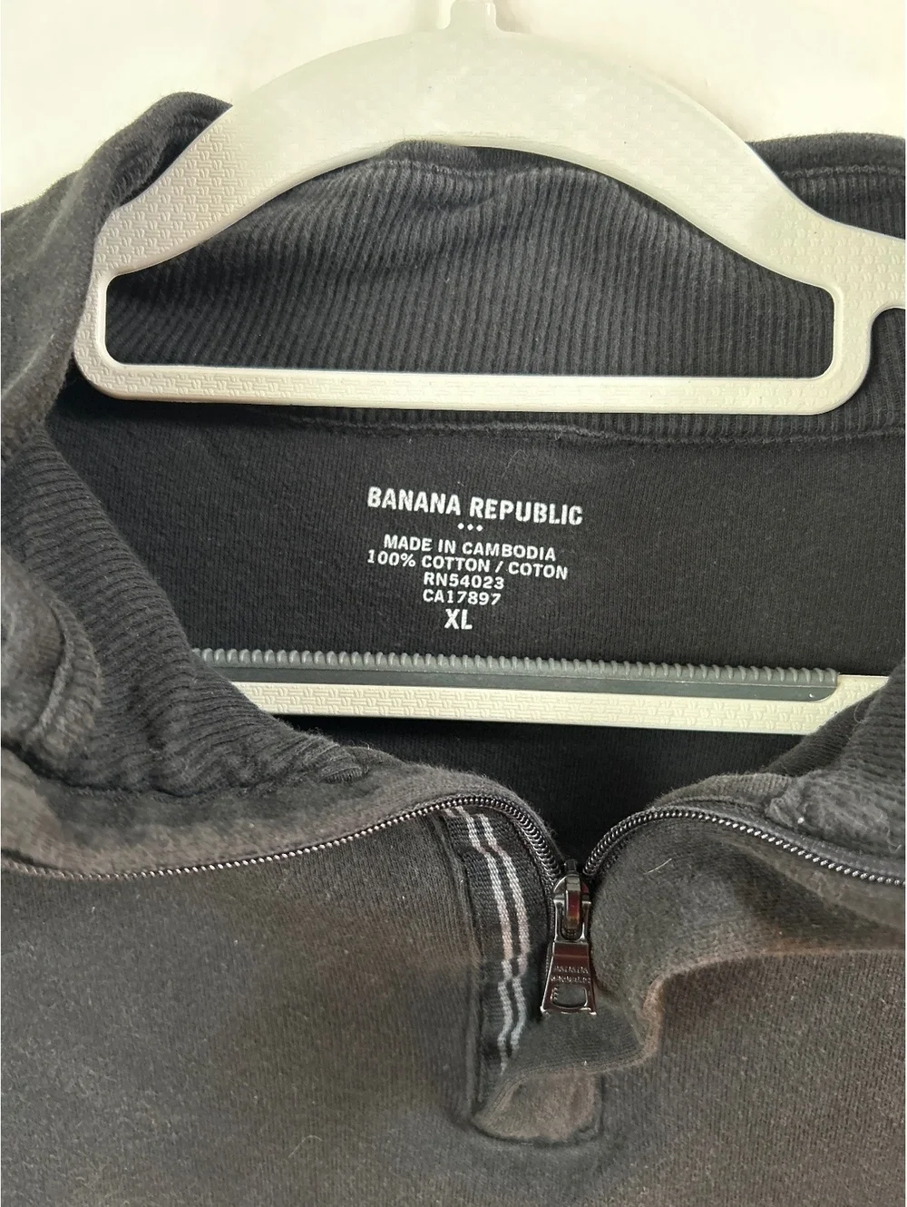 Banana Republic Men's Black Cotton Quarter-Zip Pullover XL